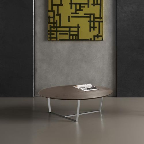 現代風ローテーブル - T49 - Gamma Arredamenti International - 塗装金属製 / 革製 / 円形