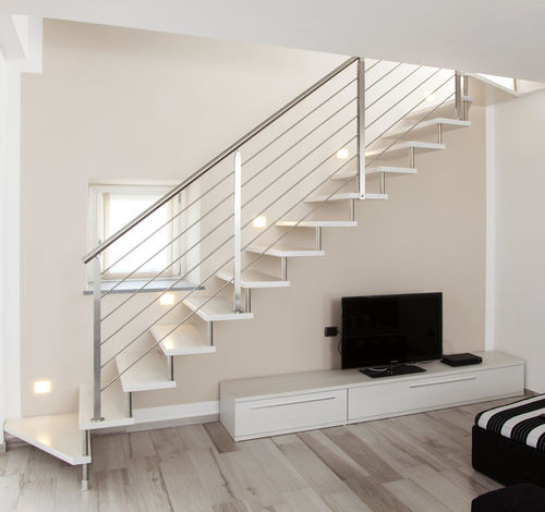 ストレート階段 - SBALZO ECO INOX - ITALIAN FASHION STAIRS - L字型 / U字型 / 木製ステップ