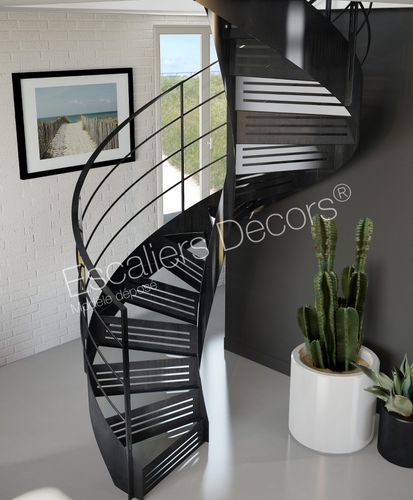 スパイラル階段 - GRAPHIQUE DH119 SPIR'DÉCO®  - ESCALIERS DECORS - ガラス製ステップ / スチールフレーム / 家庭用