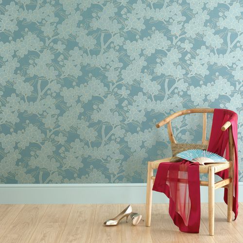 伝統的壁紙 - CAMELLIA  - The Little Greene - 絹 / 花柄 / ダマスク