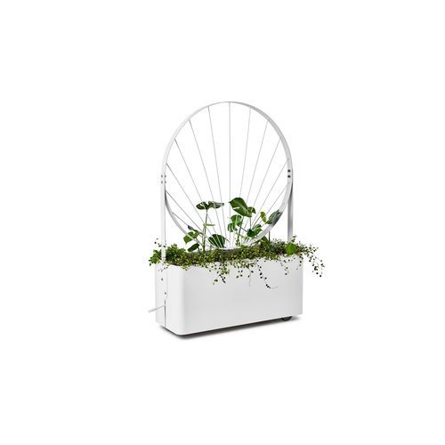 粉体塗装スチール製プランター - Gro - NOLA INDUSTRIER - 長方形 / 車輪付き / トレリス付き
