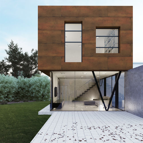 板状サイディング - TECHLAM® : STEEL CORTEN - Levantina - 陶磁器 / 光沢 / 金属調