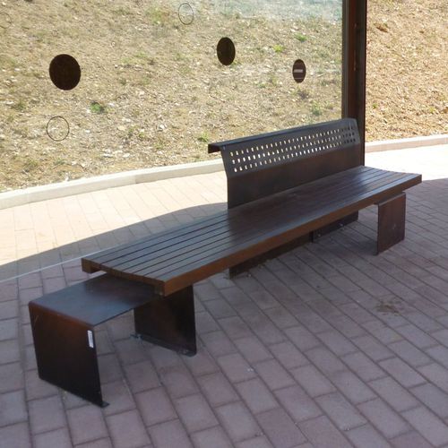 現代風公共ベンチ - LINEA385 LIGHT - Euroform K. Winkler GmbH - ハード ウッド製 / 溶融亜鉛メッキ鋼製 / 鋼板