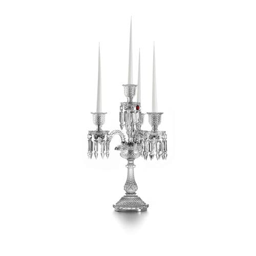 クリスタル製ろうそく立て - ZÉNITH - Baccarat - ポリッシュアルミニウム製 / ダイアモンド