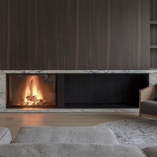 薪暖炉 - ULTIME D MF 1050-75 WHE 1S - Metalfire Architectural fireplaces - 組み込み式 / 床置き / 背付き