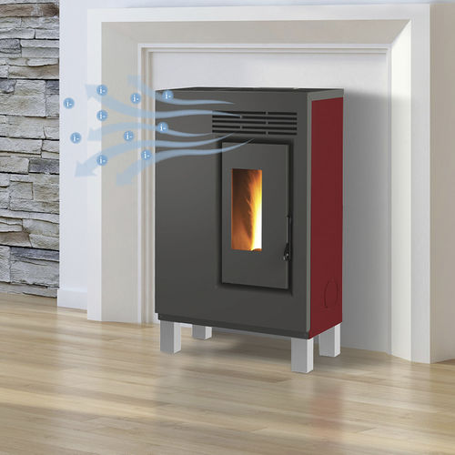 ぺレットストーブ - ECO60H – PIEDINI LEGNO METALLIZZATO - FAIR srl - 0 - 5 kW / 脚付き / 現代風