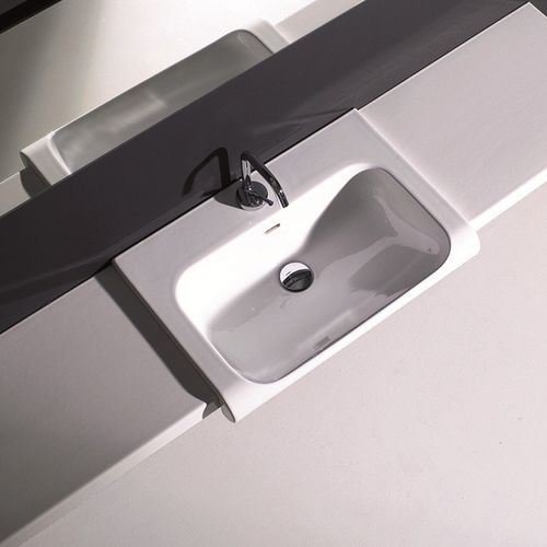 半はめ込み型洗面器 - INKA 3411 - Ws Bath Collections - セラミック製 / シングルレバー混合栓付き / 長方形