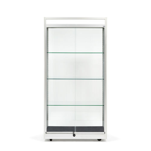 現代風展示ケース - HAUTE V1 ARGENT - SARAZINO VITRINES - アルマイト処理されたアルミ製 / 硬化ガラス製 / 内蔵型ロック付