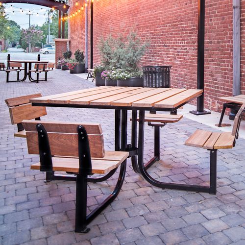 現代風ピクニック用テーブル - LOFTY™ - Madrax/Thomas Steele - イぺ製 / 再生プラスチック製 / パウダーコートスチール製脚