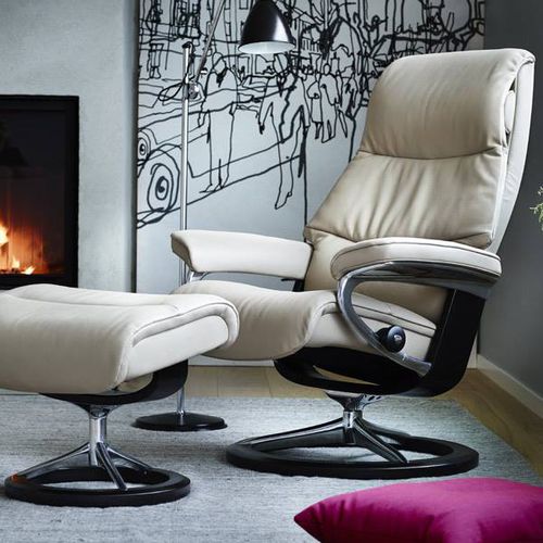 現代風アームチェア - VIEW SIGNATURE - Ekornes - 革製 / 布製 / フットレスト付き