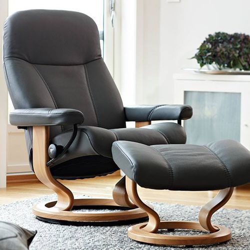 現代風アームチェア - CONSUL - Ekornes - 革製 / 布製 / 木製