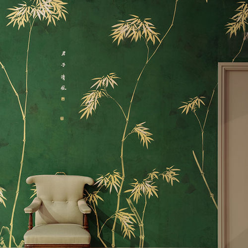 伝統的壁紙 - BAMBOO  - DE GOURNAY - 自然模様 / ファブリック調 / 緑