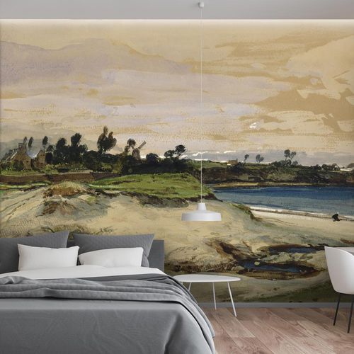伝統的壁紙 - PLAGE DES ENVIRONS DE SAINT SERVAN - LGD01 décor mural sur mesure - 自然模様 / ファブリック調 / カスタマイズ可能な色