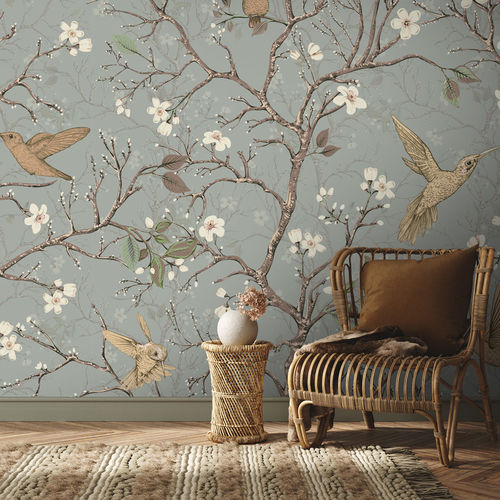 現代風壁紙 - COLIBRIS CB9124 - LGD01 décor mural sur mesure - 自然模様 / 花柄 / パノラマ