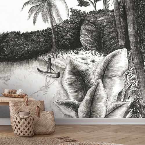 現代風壁紙 - BALADE SUR LAC BL0578 - LGD01 décor mural sur mesure - 自然模様 / ファブリック調 / グレー