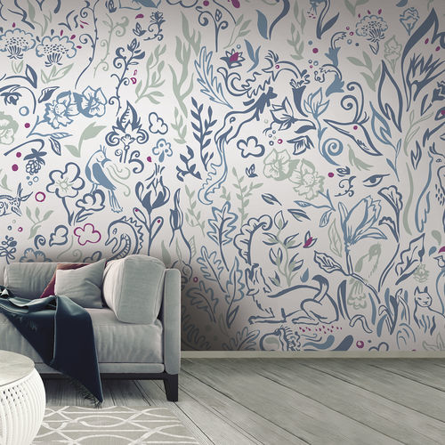 現代風壁紙 - FOUILLIE-FEUILLUE FF0812 - LGD01 décor mural sur mesure - パノラマ / 多色 / 不織布