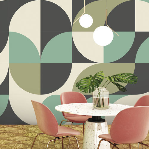 ヴィンテージ スタイル壁紙 - ARTIUM AM6832 - LGD01 décor mural sur mesure - パノラマ / 幾何学 / 緑