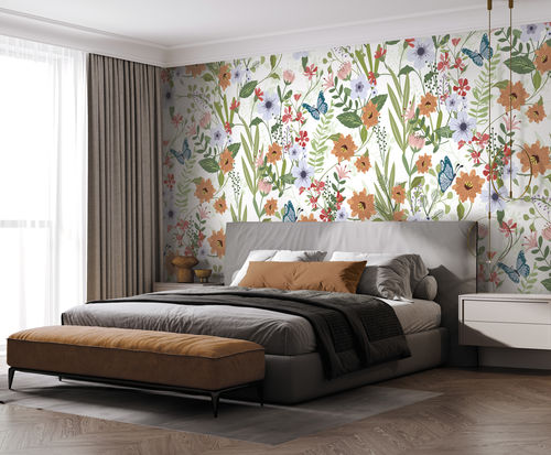 現代風壁紙 - FLORAISON - LGD01 décor mural sur mesure - 自然模様 / 花柄 / パノラマ