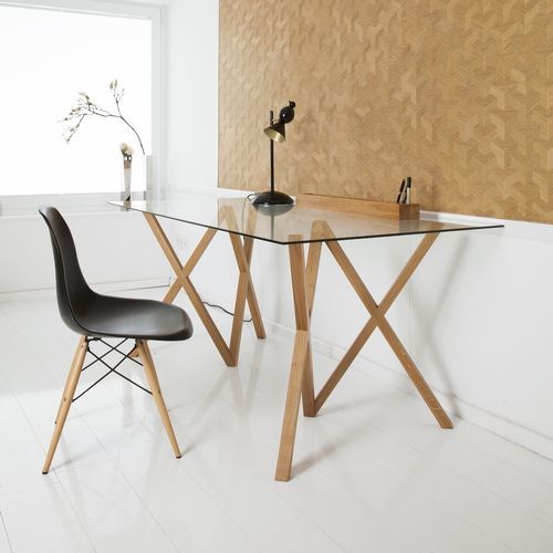 現代風テーブル - MIKA #200  - Hans Hansen Furniture - ガラス製 / オーク材製脚 / 長方形