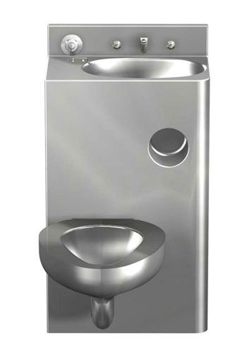 自立型トイレ - PENAL-WARE® : 1420 - Acorn - ステンレススチール製 / 公共衛生施設用 / 一体型手洗器付き