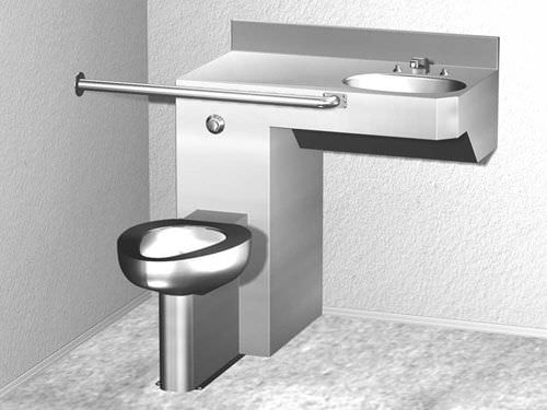 自立型トイレ - PENAL-WARE® : 1435 - Acorn - ステンレススチール製 / 公共衛生施設用 / 一体型手洗器付き