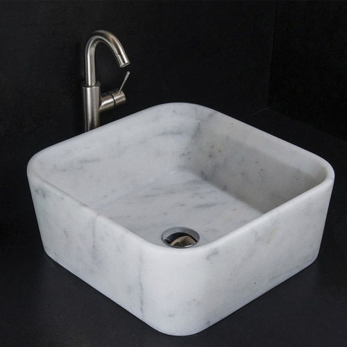 カウンタートップ型洗面器 - SQUARE CARRARA T - PIETRE DI RAPOLANO PDR SRL - 大理石 / マット仕上げ / 高光沢