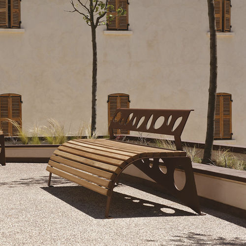 現代風ガーデンベンチ - GREEN PALACIO - CYRIA | Mobilier Urbain - 木製 / スチール製 / 熱漆塗りスチール