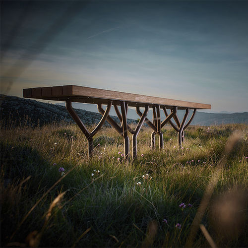 現代風ガーデンベンチ - MIGRATION - CYRIA | Mobilier Urbain - 木製 / スチール製 / 熱漆塗りスチール