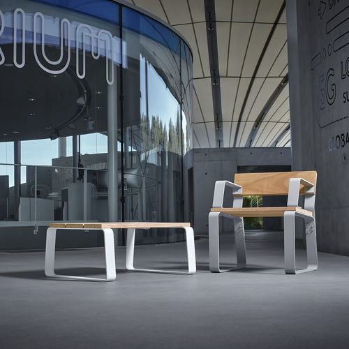 現代風ローテーブル - KAISEKI - CYRIA | Mobilier Urbain - 木製 / スチール脚 / ステンレススチール脚