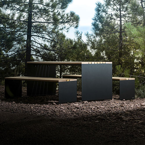 現代風テーブル - PYSA - CYRIA | Mobilier Urbain - 木製 / スチール脚 / パウダーコーティングスチール脚