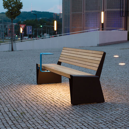 現代風公共ベンチ - RADIUM - mmcité street furniture - ハード ウッド製 / エキゾチック木材 / マツ製