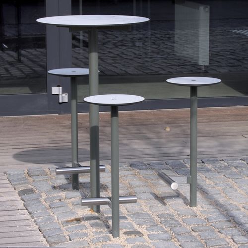 現代風バーテーブル - BISTROT - mmcité street furniture - HPL / 亜鉛めっき鋼脚 / 円形