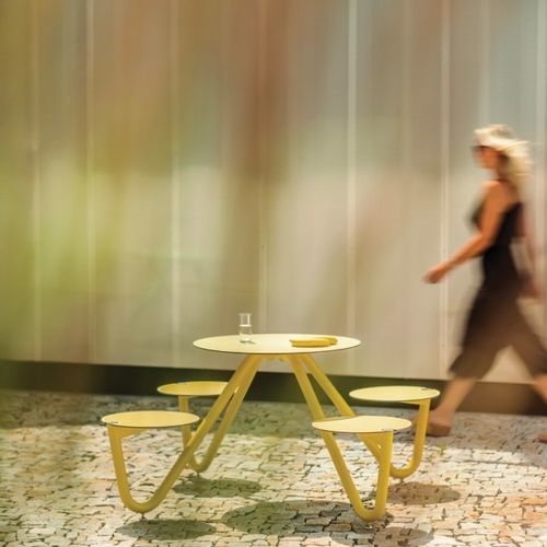 現代風ピクニック用テーブル - ORBIT - mmcité street furniture - スチール製 / ステンレス製 / 木製