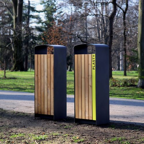 公共用ゴミ箱 - PRAX - mmcité street furniture - 溶融亜鉛メッキ鋼製 / ステンレス製 / ハード ウッド製