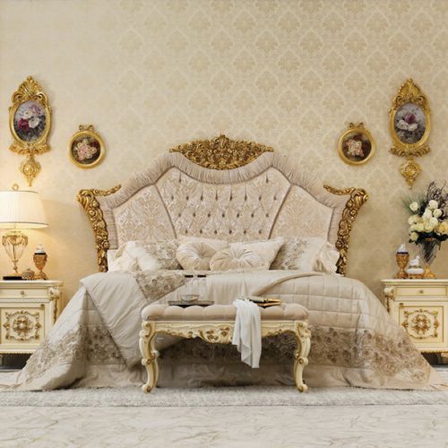 ダブルベッド - 14218 - Modenese Luxury Interiors - クラシック / 布張りヘッドボード付き / 布製