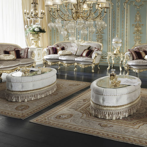 クラシックローテーブル - 15617 - Modenese Luxury Interiors - ガラス製 / 布製 / 布地脚