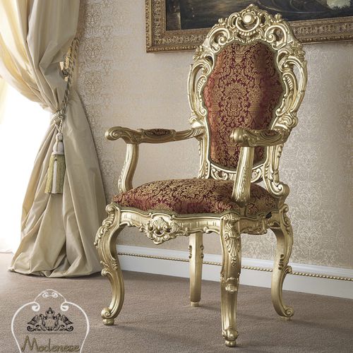 クラシックダイニングルーム用チェア - 15526 - Modenese Luxury Interiors - 屋内用 / 布製 / 無垢木材製脚