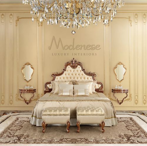 ダブルベッド - 16244 - Modenese Luxury Interiors - 伝統的 / 布張りヘッドボード付き / 布製