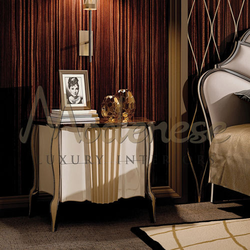 現代風ベッドサイドテーブル - 20117 - Modenese Luxury Interiors - 漆木材 / 木製脚 / 長方形