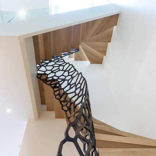 高級品階段 - CELLS CLABON MEWS, LONDON - EeStairs - U字型 / オーク製ステップ / 金属フレーム