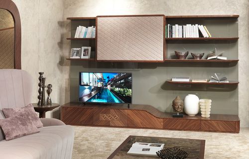 現代風テレビ用壁面ユニット - LB33 DESYO  - CARPANELLI - 木製 / 引き出し付き / シェルブ付き