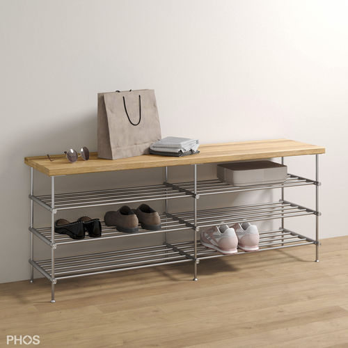 現代風靴入れ棚 - SB1200-3-Eiche - PHOS Design GmbH - 自立型 / ブラッシュステンレススチール / ステンレススチール製