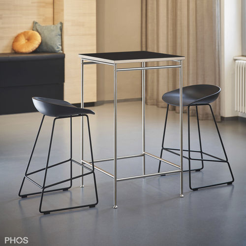 現代風バーテーブル - KATI-T1-60x60-L4178 - PHOS Design GmbH - リノリウム製 / ステンレススチール脚 / メラミン脚