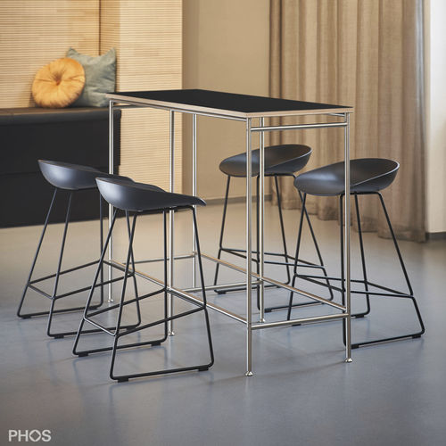 現代風バーテーブル - KATI-ST-140x60-LA - PHOS Design GmbH - メラミン / リノリウム製 / ステンレススチール脚