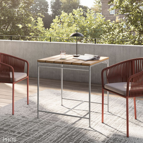 ミニマリストデザインテーブル - Outdoor Beistelltisch - PHOS Design GmbH - チーク材 / ステンレススチール脚 / 正方形