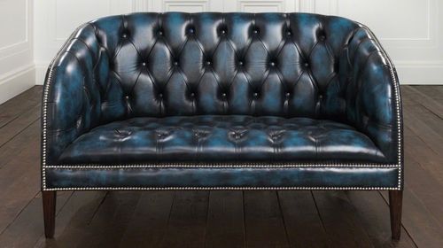 チェスタフィールドソファー - BURGHLEY - distinctive chesterfields - 革製 / 青色 / 2人用