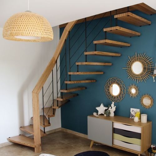 L字型階段 - NOVA - Créateur d'escaliers Treppenmeister - 木製ステップ / 木製 / ガラス製