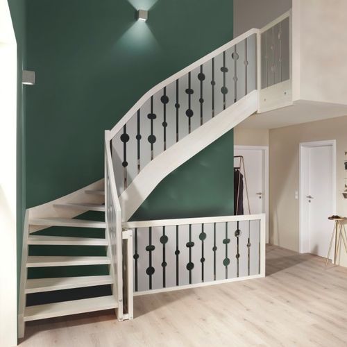 L字型階段 - AURA - Créateur d'escaliers Treppenmeister - U字型 / 木製ステップ / 無垢材