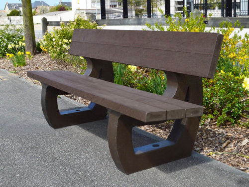 伝統的公共ベンチ - PLASDESIGN-TIRRGARTEN - NORCOR MOB.URBAIN - 再生プラスチック製 / 背もたれ付き / リサイクル素材を使用