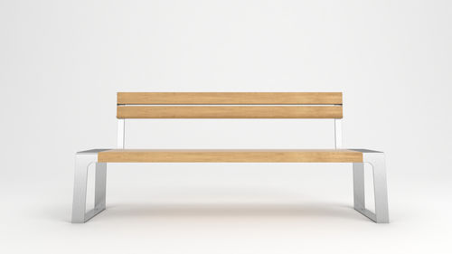 現代風公共ベンチ - MURTON - Factory Street Furniture - 木製 / ステンレススチール製 / 背もたれ付き